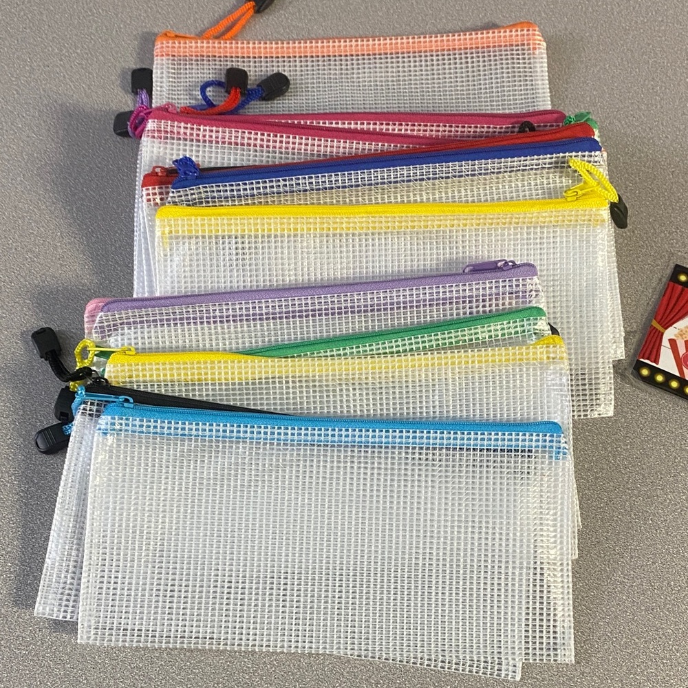 Colorful Mesh Zipper Pouches Set of 20